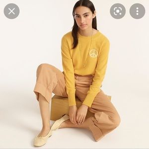 J. Crew Cashmere classic-fit crew neck sweater with embroidered peace sign